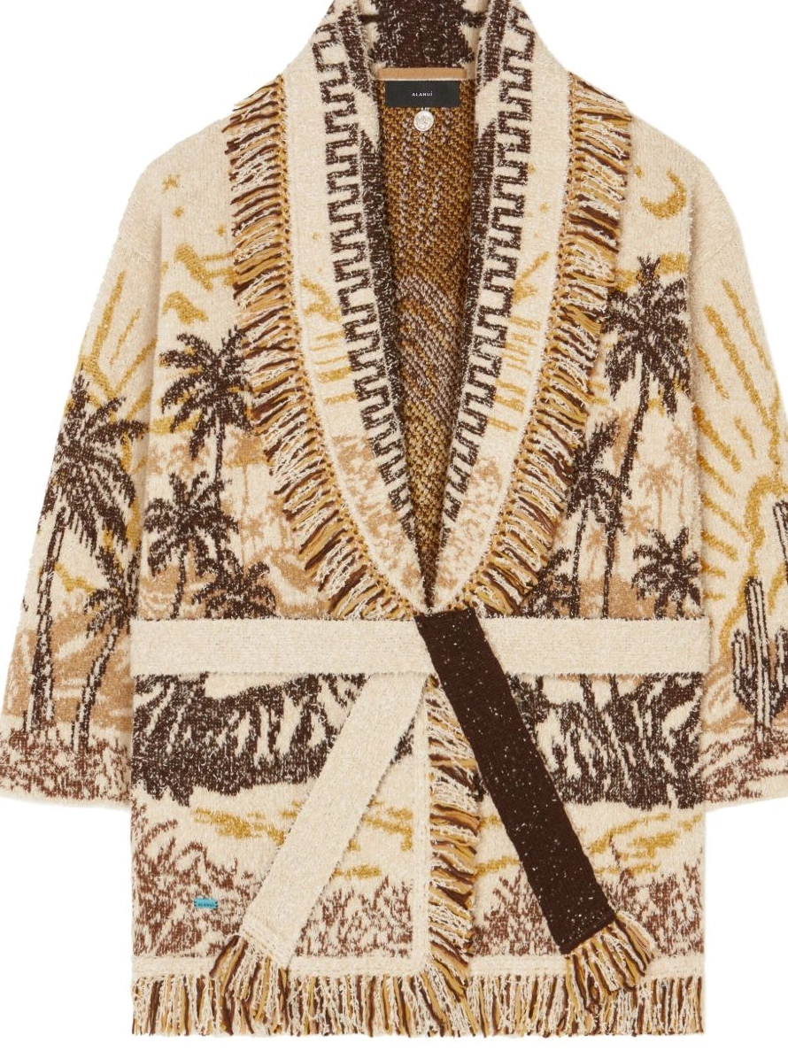 Affordable cardigan patterned-jacquard Women Alanui fringed-edge 0325